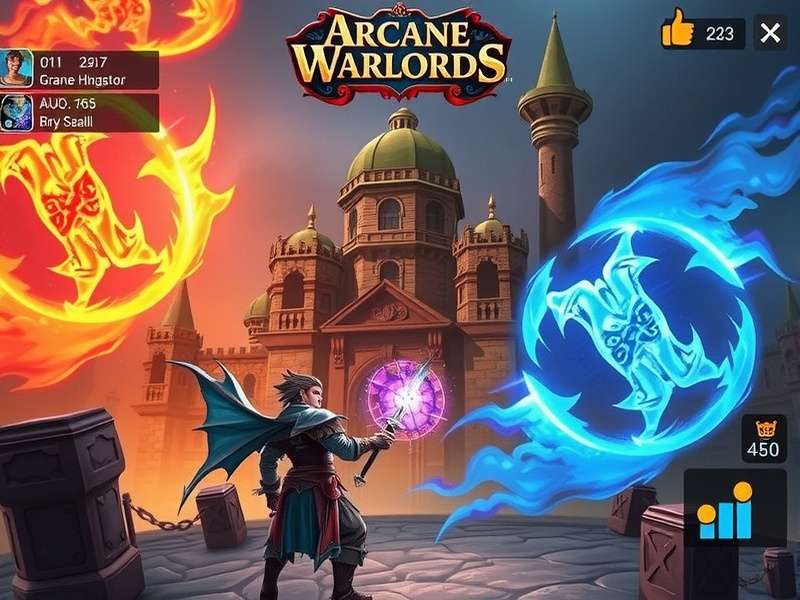 Arcane Warlords gameplay screenshot showing magical battle